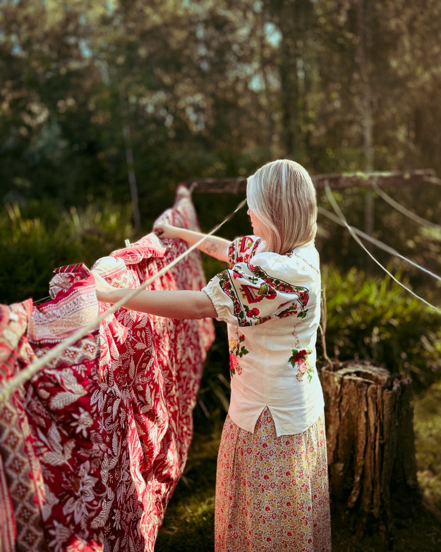 Dowry Tops | The Faysy Blouse In Embroidered Tablecloth