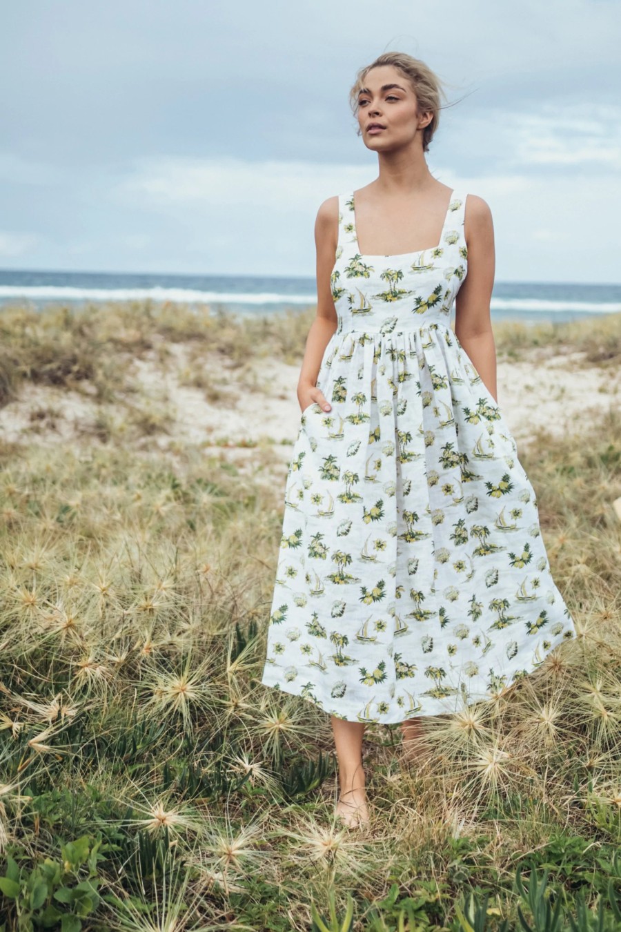 Foundling Dresses | Foundling: Tiki Linen Maxi Dress