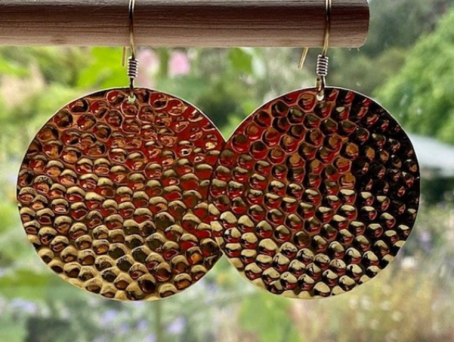 Loom Designs Jewellery | Loom Designs, Brass Hammered Earrings Round