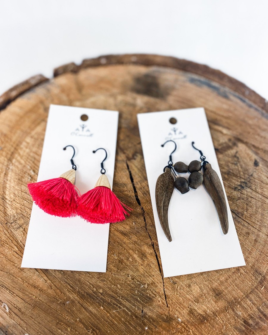 Aya O'Connell Wooden Designs Jewellery | Gum Blossum Earrings