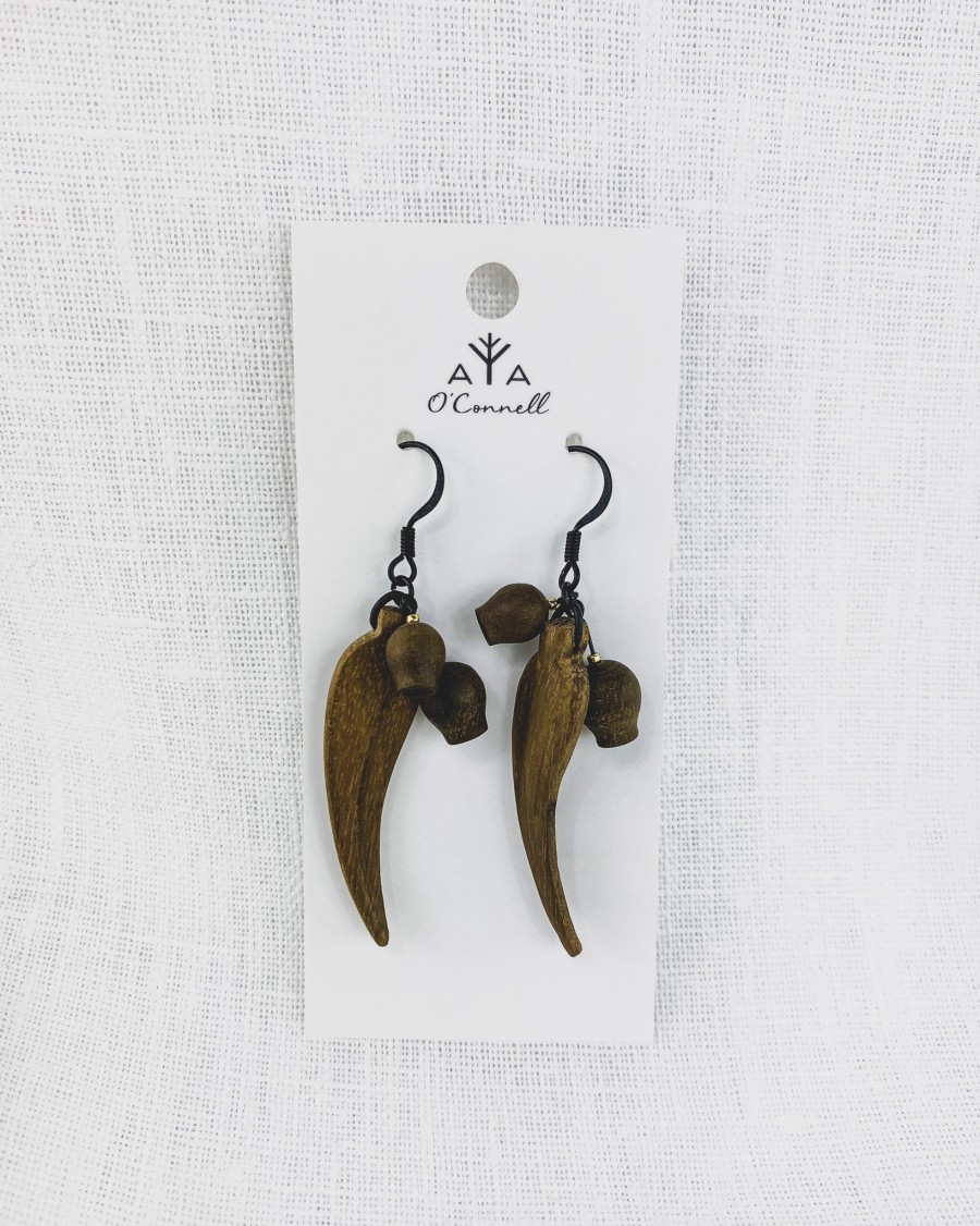 Aya O'Connell Wooden Designs Jewellery | Gum Blossum Earrings