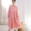 Metta Melbourne Dresses | Metta Melbourne: Amelie Wrap Dress - Light Linen - Red & Pink Check